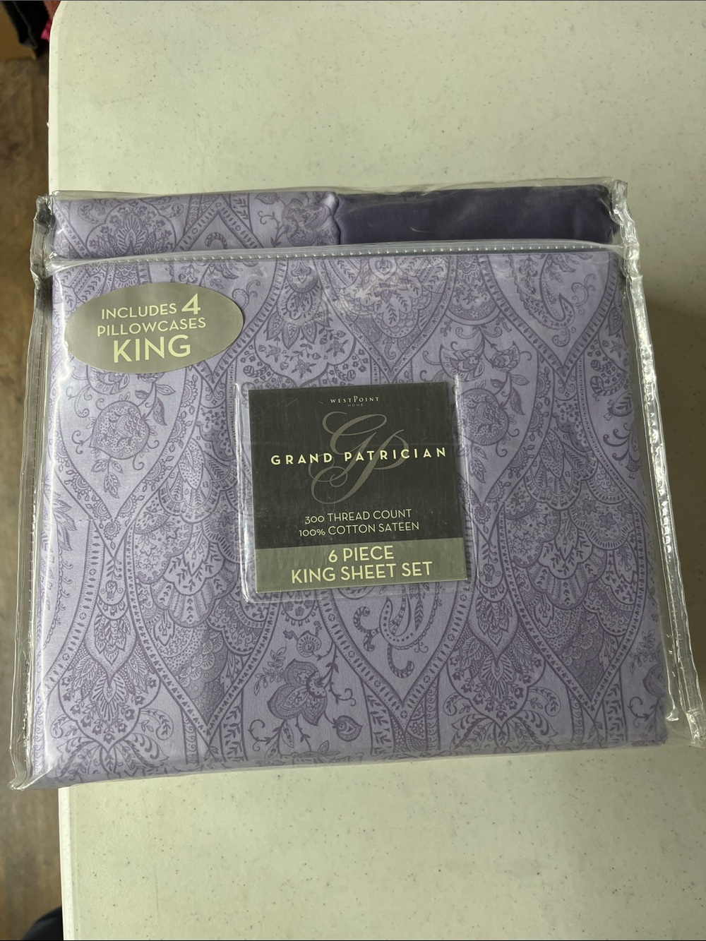 6-Piece 100% Cotton King Sheet Set in Light Purple